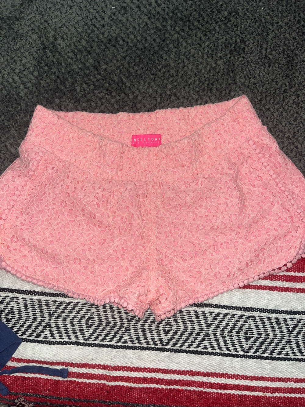 Tinseltown Pink Lace Shorts with Elastic Waist